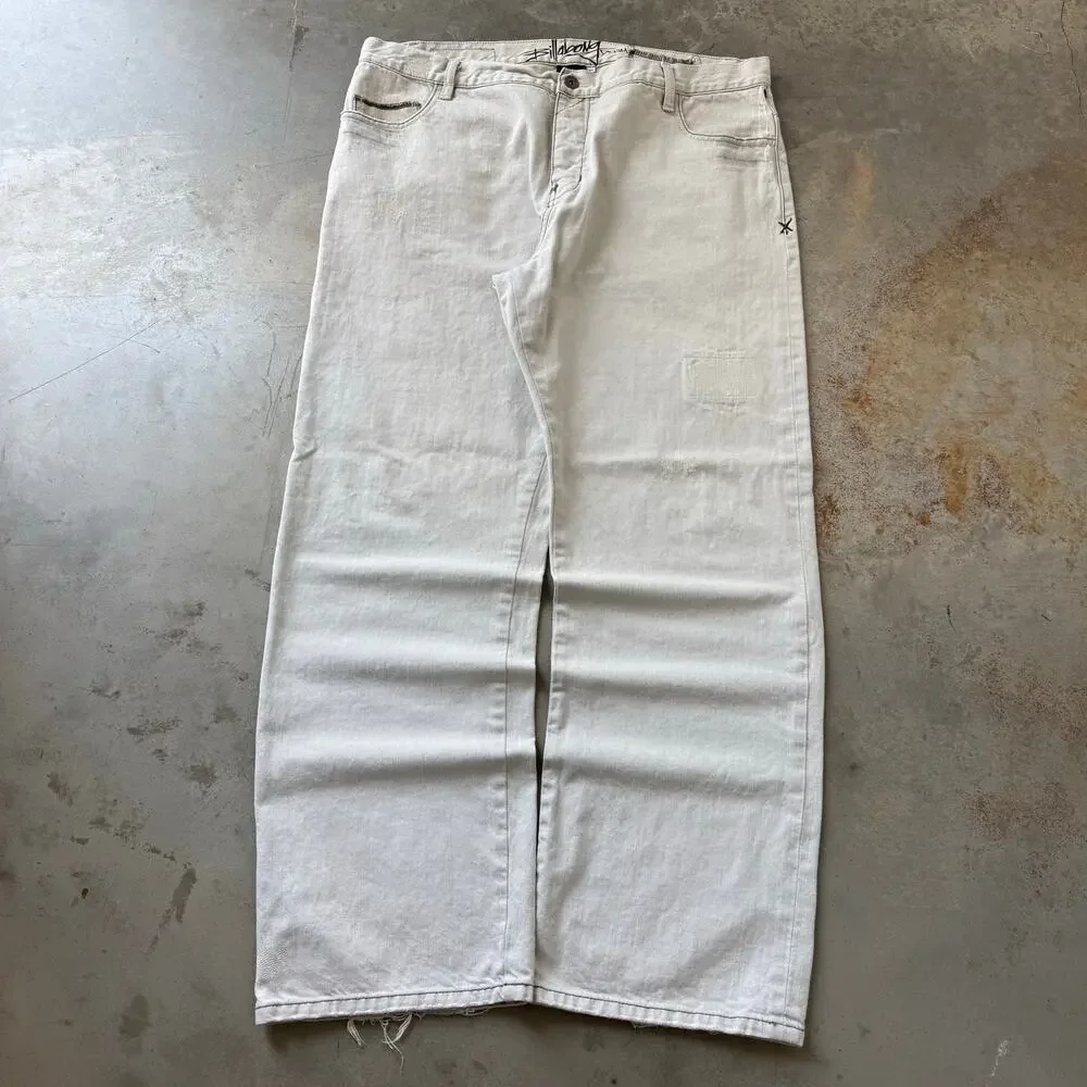 Vintage Y2K Billabong Straight Leg Repaired Sleaze Grunge Retro Jeans Size 38x32